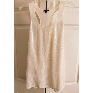 Ann Taylor Off White Holiday Racerback Sequin Tank, Size 6